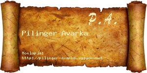 Pilinger Avarka névjegykártya